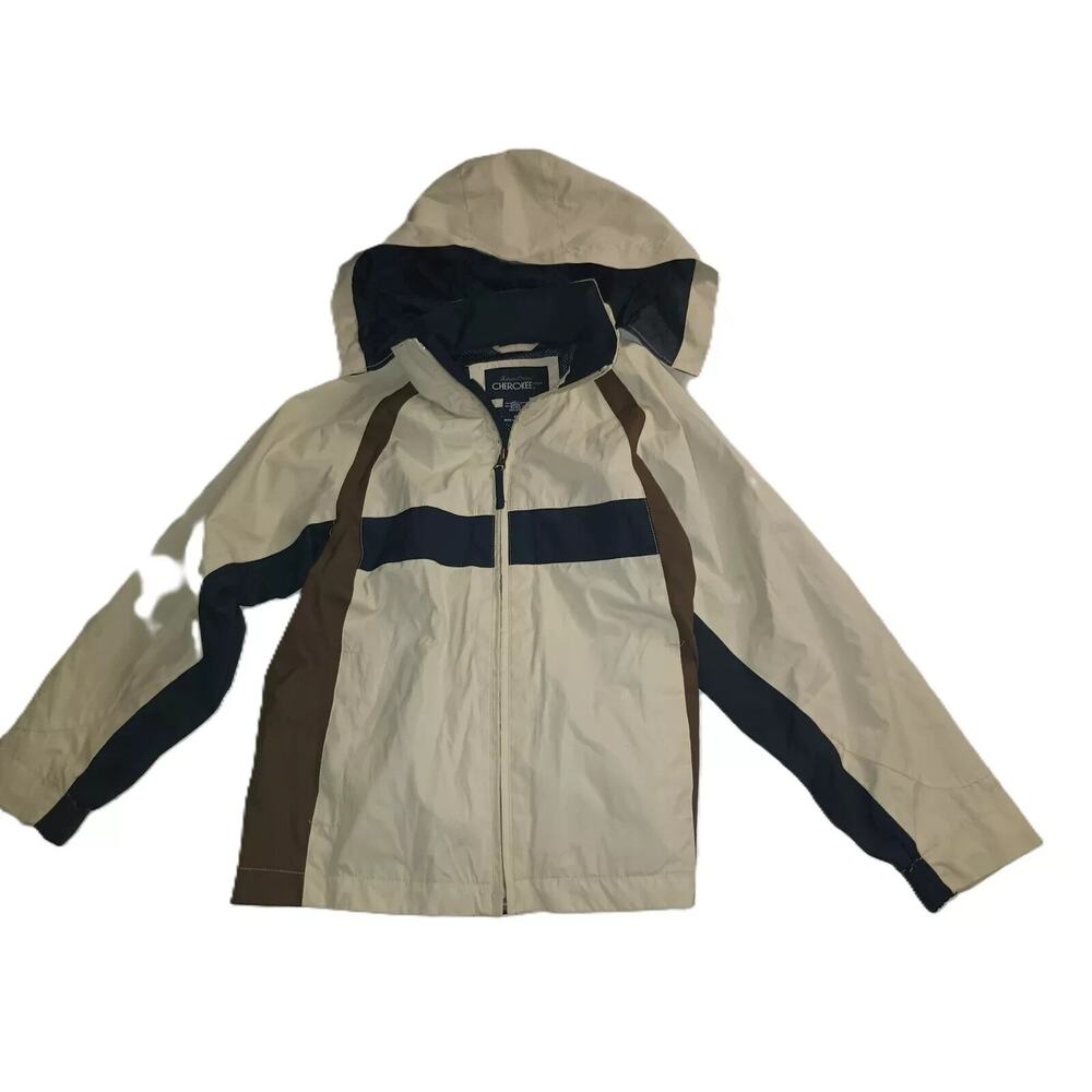 Cherokee Boys Zip Up Windbreaker Hooded Jacket Polyester Outdoor Tan Sz S B002